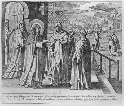 Begegnung zwischen St. Johannes vom Kreuz und St. Teresa von Avila von French School